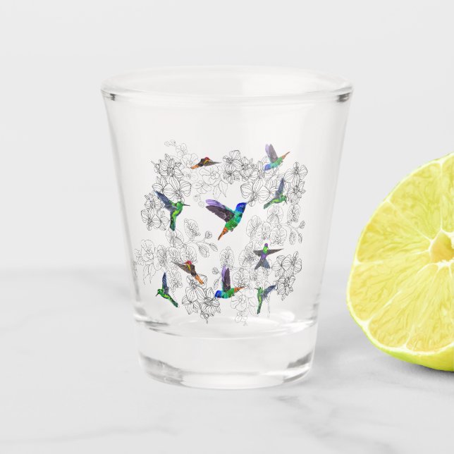 A Shot Verre de tir avec oiseaux - Printemps (Devant)