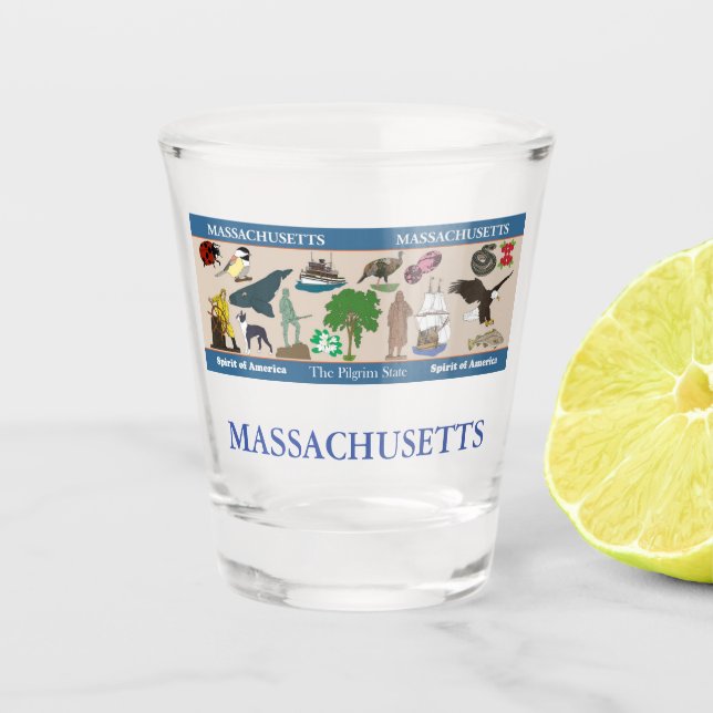 A Shot Verre de tir commémoratif du Massachusetts (Devant)