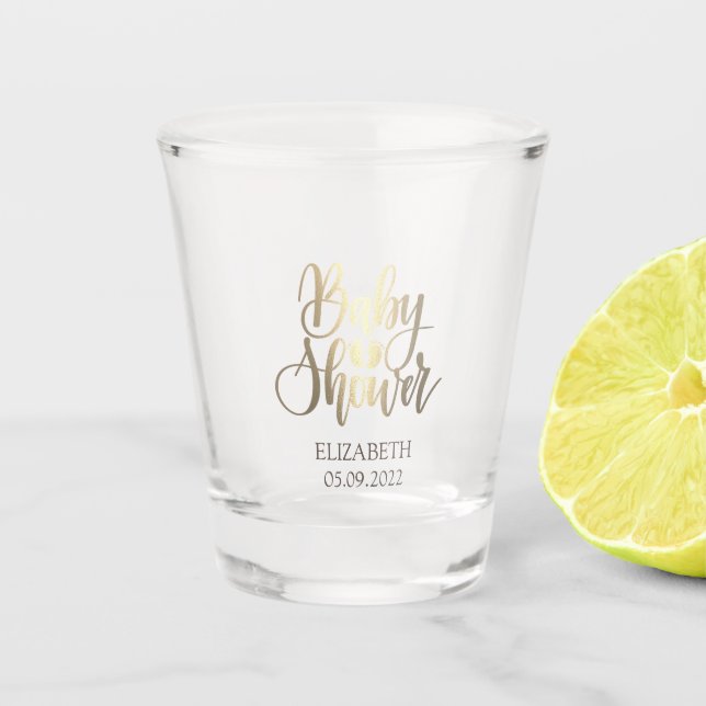 A Shot Verre de tir de Baby shower or pieds (Devant)