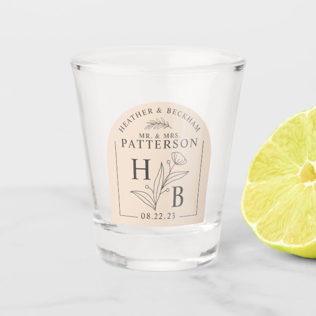 A Shot Verre Mariage Floral Moderne (Devant)