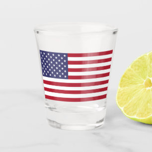 A Shot Verre photographié patriotique avec drapeau des US