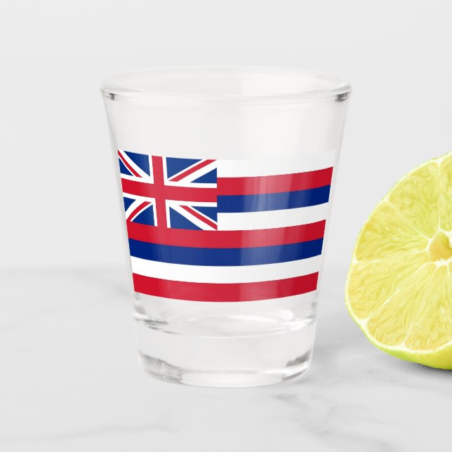 A Shot Verre photographié patriotique avec drapeau d'Hawa (Devant)