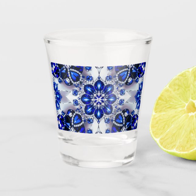 A Shot Verre pris aux couleurs Bleues Blanches (Devant)