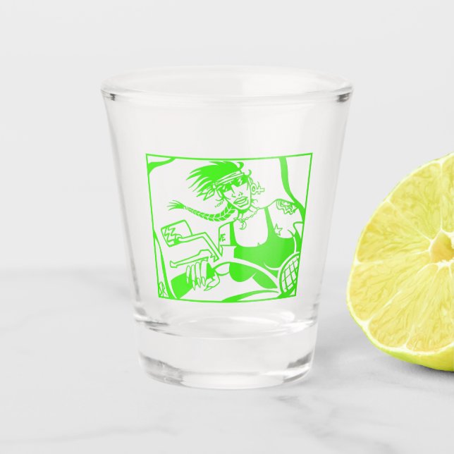 A Shot Verre vert de motards (Devant)