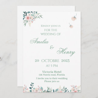 A simple watercolor wedding invitation card