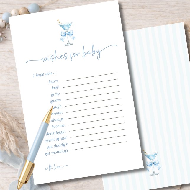 A Tini One Blue Bow Wishes For Baby Advice Card (Créateur téléchargé)