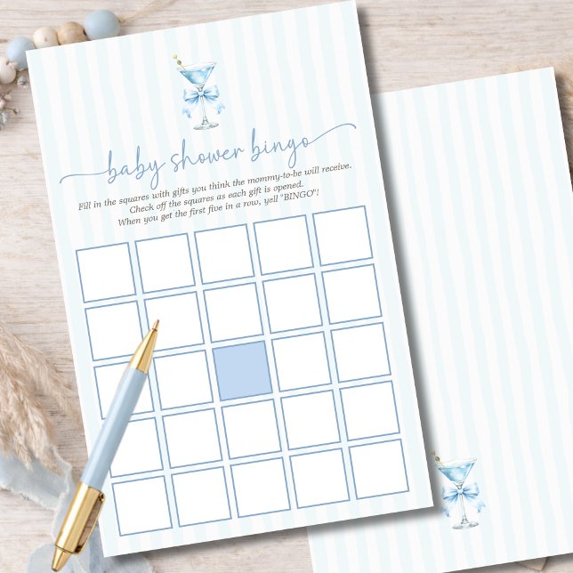A Tini One Blue Stripes Baby Shower Bingo Game (Créateur téléchargé)