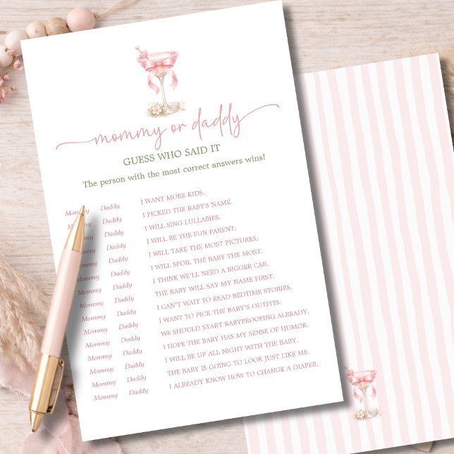 A Tini One Pink Mommy or Daddy Guess Who Said It (Créateur téléchargé)