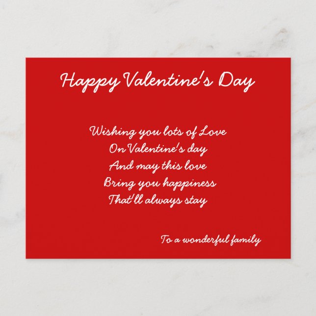 À une famille merveilleuse cartes valentines (Devant)