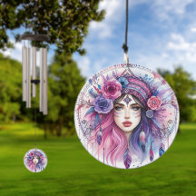 Carillon Fille Boho – Plumes d'Art IA, Bohémien