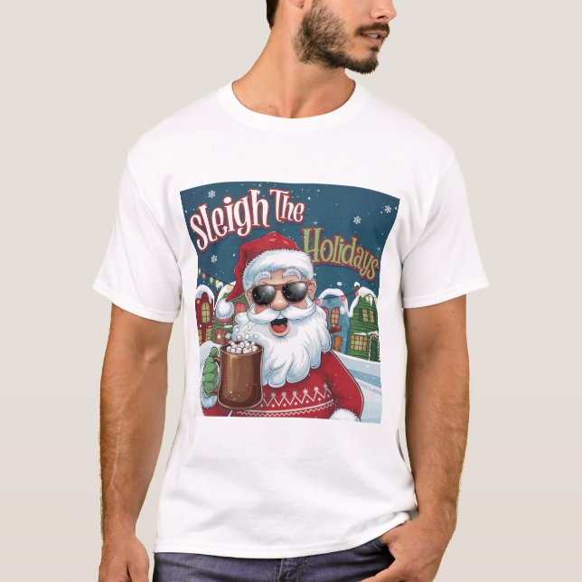 A vibrant and playful Christmas-themed T-shirt (Devant)