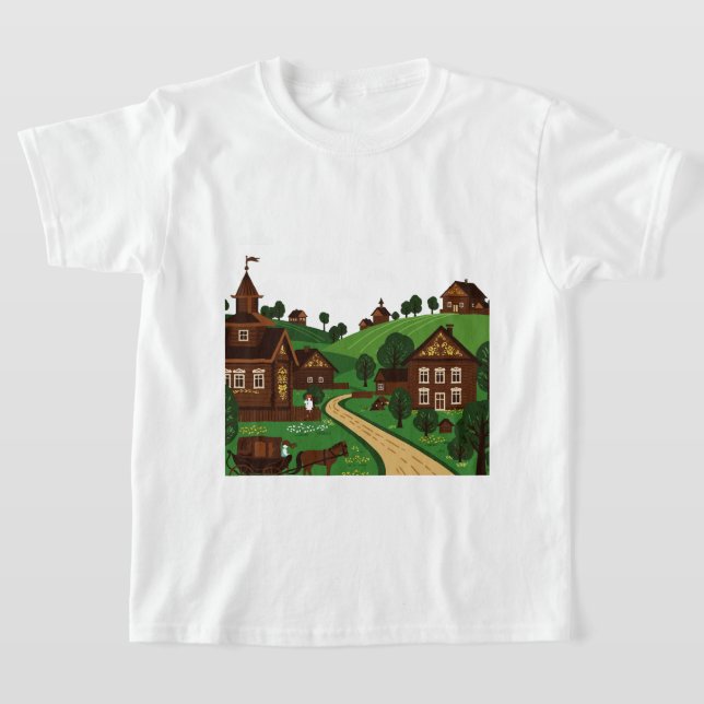 A village drawn in an illustration style T-Shirt (Poser)