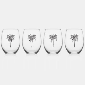 À Vin Sans Pied Bonnet en verre de palmier noir