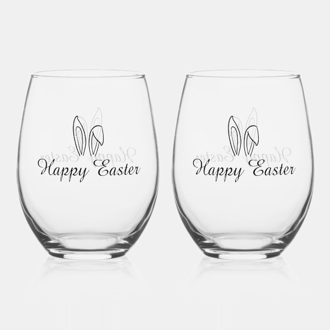 À Vin Sans Pied Joyeux ensemble de boissons de Pâques - Verre de v (Recto)