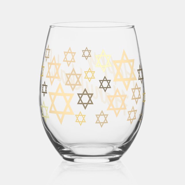 À Vin Sans Pied Joyeux Hannukah ! Verre stylé (Recto)