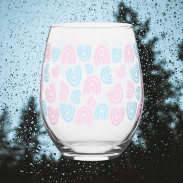 À Vin Sans Pied Trans Pride Arc-en-ciel Verre Stemless (Créateur téléchargé)