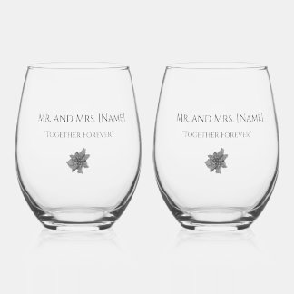 À Vin Sans Pied Verre de mariage élégant personnalisable