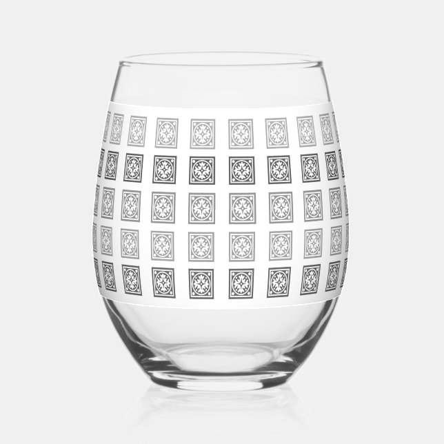 À Vin Sans Pied Verre décoratif noir et blanc (Recto)
