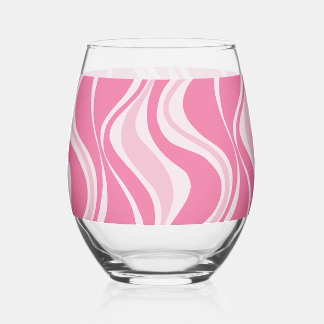 À Vin Sans Pied Verre Vagues Roses (Recto)