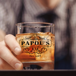 À Whisky Bar Papou personnalisé Année de création de verre
