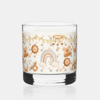 À Whisky Coupe en verre de Baby shower neutre - animal mign