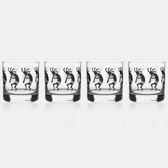 À Whisky Kokopelli Sud-Ouest Noir Et Blanc Peut Verre (Recto)