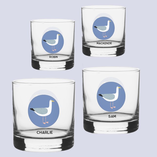 À Whisky Verre de goéland personnalisé (Personalized name seagull coastal glass set)