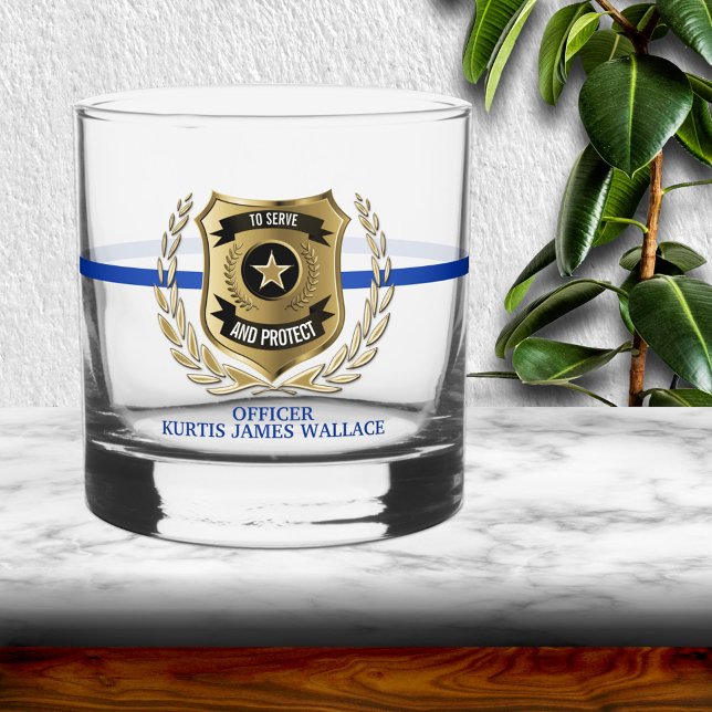 À Whisky Verre de roches personnalisées Bouclier policier (Créateur téléchargé)