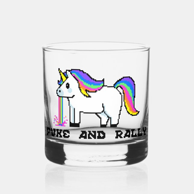 À Whisky Verre Puke & Rally Licorne Arc-en-Ciel | Pixel (Recto)