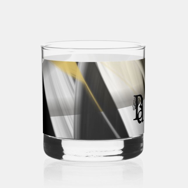 À Whisky Verre Whiskey Abstrait Art noir Blanc Or (Recto)