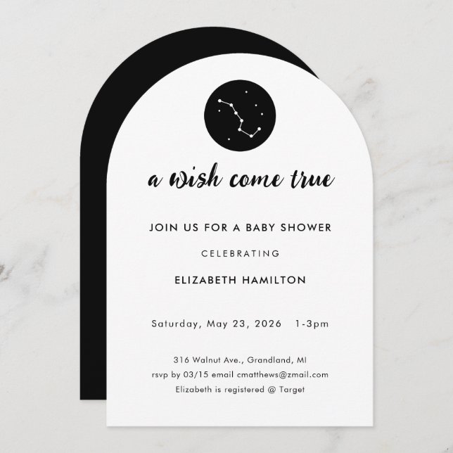 A Wish Come True Big Dipper Baby Shower Invitation (Devant / Derrière)