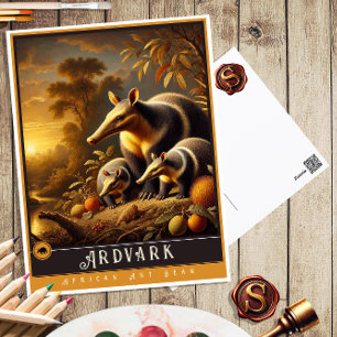 Aardvark   Carte postale Famille Vintage Animal