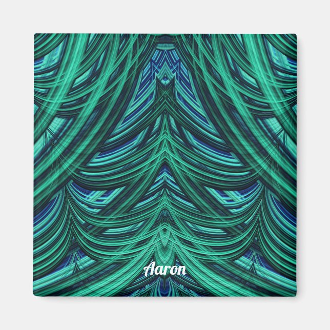 AARON ~ 3D Fractage Design bleu vert aimant (Devant)