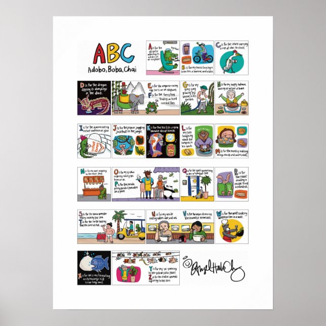 ABC : Adobo, Boba, Affiche Chai 18x24 (Devant)