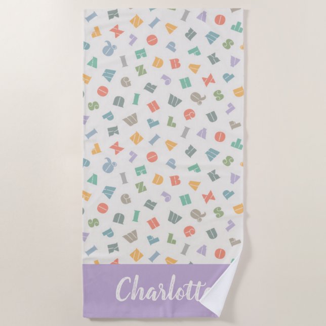 ABC - Alphabet Nom personnalisé Serviette de plage (Devant)