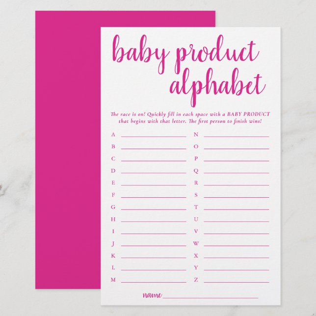 ABC simple rose rose | Jeu de douche Magenta (Devant / Derrière)