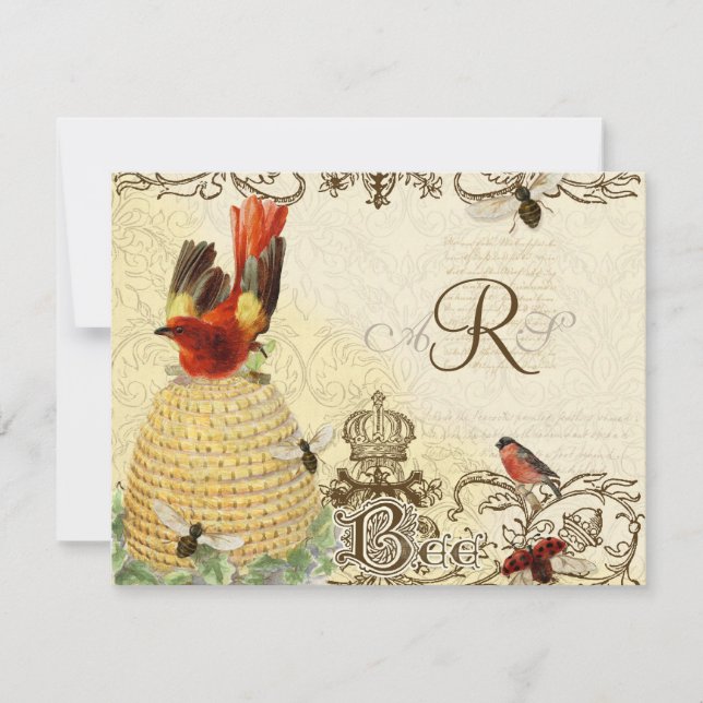 Abee Happy Vintage - Carte de réponse RSVP (Devant)