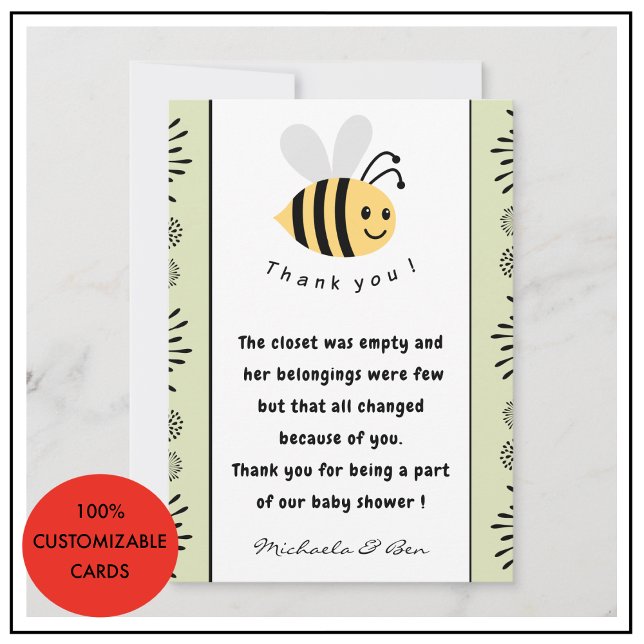 Abee merci cartes Sweet as peut être Baby shower (Bee-thank-you-cards-Sweet-as-can-bee-Baby-shower-3)
