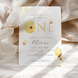 Abeille 1er anniversaire invitation