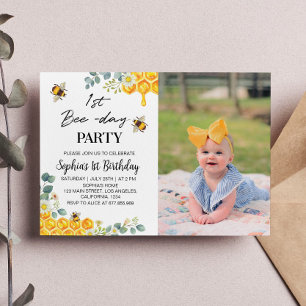 Abeille 1er anniversaire Invitation Miel Comb