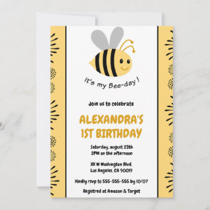 Abeille 1er anniversaire invitations Mignonne Mode