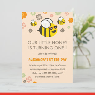 Abeille 1er anniversaire invitations Notre petit m
