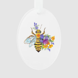 Abeille à fleurs avec plantes sauvages