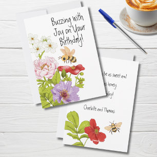 Abeille Bourdonnante De Joie Sur Votre Carte D'ann