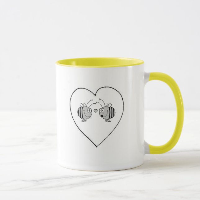 Abeille dans la tasse de café d'amour (Droite)