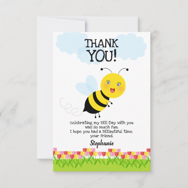 Abeille dans le jardin de tulipes Invitation pour  (Devant)