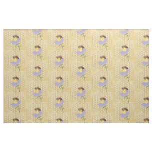 Abeille de miel sur un tissu d'arrière - plan de