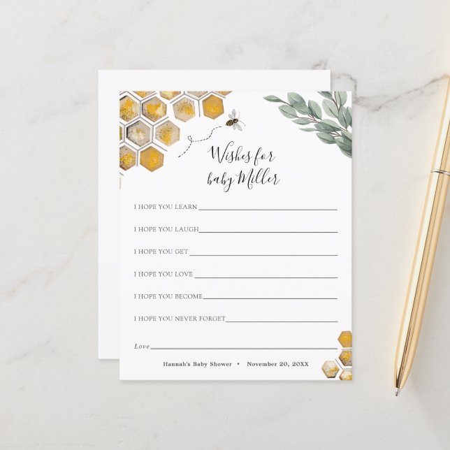 Abeille et Eucalyptus Baby shower Wives for the Ba (Devant/Arrière en situation)