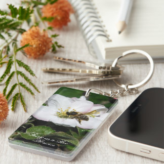 Abeille et Fleur de Pommier Macro | Porte-clés en