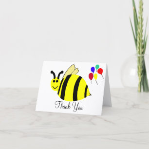Abeille et Merci de ballons souriants jaunes